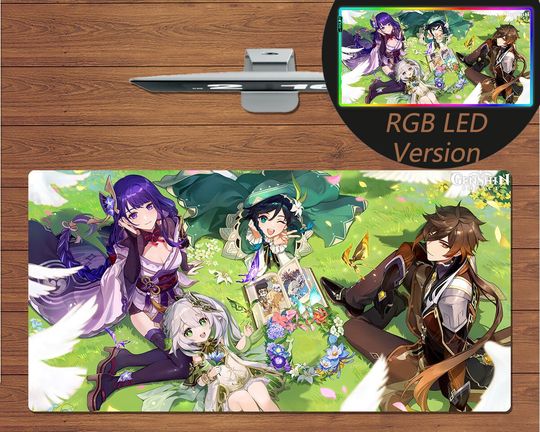 Discover Anime Genshin Impact RGB LED Large Mouse Pad Mat Desk