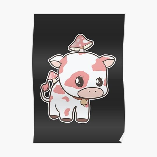 Discover Mooshroom / Cute Kawaii Cow with Mushrooms / Vacas Kawaii Premium Matte Vertical Poster