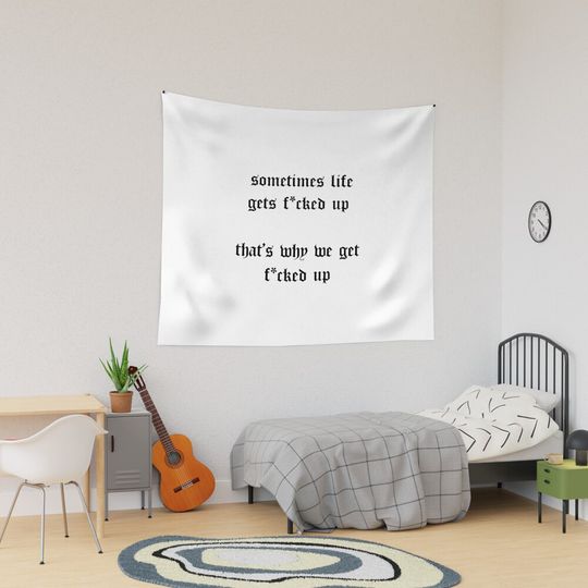 Discover U Said Lyrics x Sometimes Life Black Font Tapestry