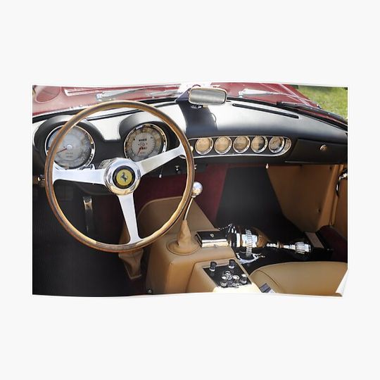 Discover Fer rari 250 GT PF Scaglietti Spyder interior (1957) Premium Matte Vertical Poster
