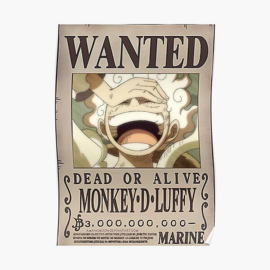 Discover Monkey D Luffy Gear 5 Nika Wanted Bounty Premium Matte Vertical Poster
