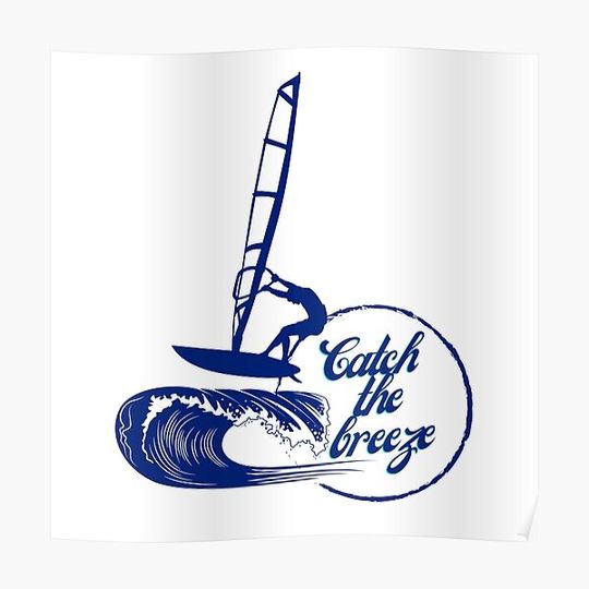 Discover Catch the breeze ocean wave silhouette windsurfer Premium Matte Vertical Poster