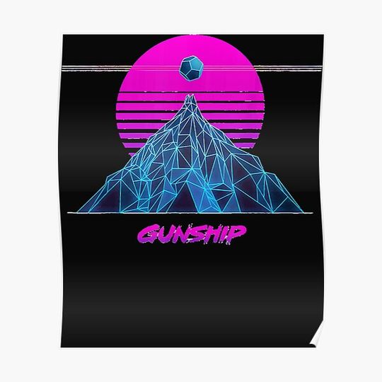 Discover Pink Sun - Vintage GUNSHIP Premium Matte Vertical Poster