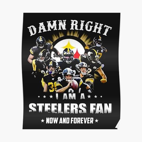 Discover P i t t s b u r g h s-teelers Damn Right i am a s-teelers Fan Now and Forever Premium Matte Vertical Poster