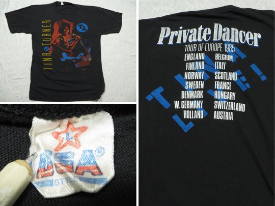 Discover Vintage Tina Turner Tour Tee Shirt Black 1985 European Private Dancer Band Concert shirt