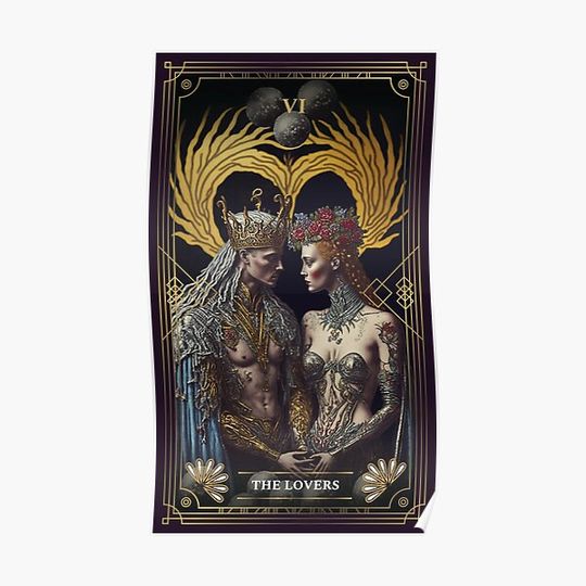 Discover The Lovers VI Tarot Card Major Arcana Premium Matte Vertical Poster