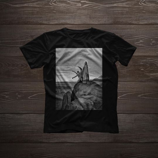 Discover Jesus Satan Shirt Temptation Gustave Dore Gothic Occult Satanic