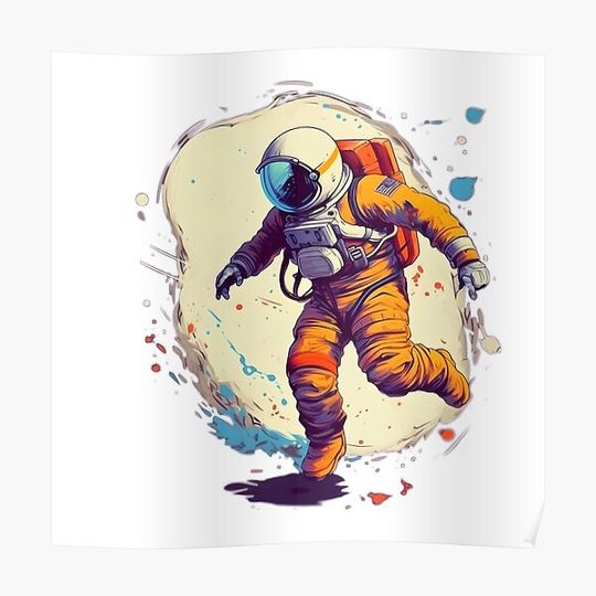 Discover Surreal astronaut in high contrast colours Premium Matte Vertical Poster