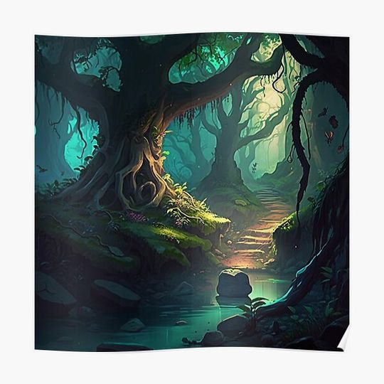 Discover Enchanted Forest Realm Premium Matte Vertical Poster