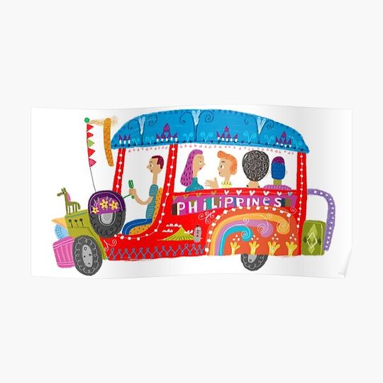Discover The Philippine jeepney illustrated by Robert Alejandro Premium Matte Vertical Poster
