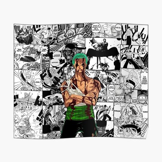 Discover Zoro manga style - One Piece Premium Matte Vertical Poster
