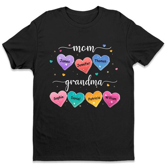 Discover Grandma's Hearts - Family Personalized Custom Unisex T-shirt