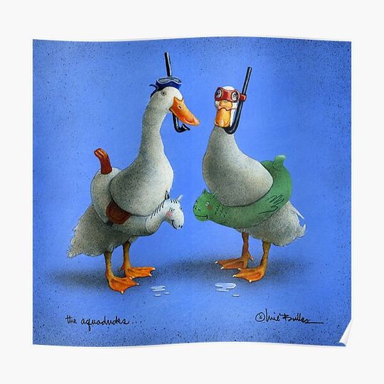 Discover aqua ducks... Premium Matte Vertical Poster