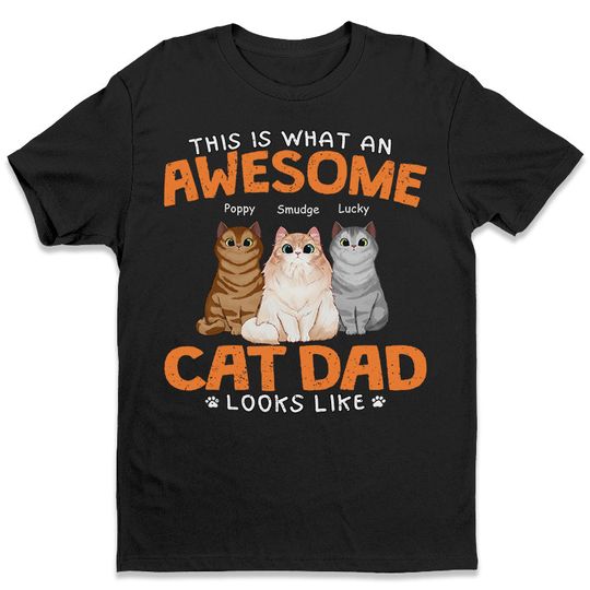 Discover Awesome Cat Dad - Cat Personalized Custom Unisex T-shirt,