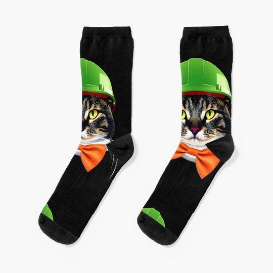 Discover Catwithhardhats cat worker Socks