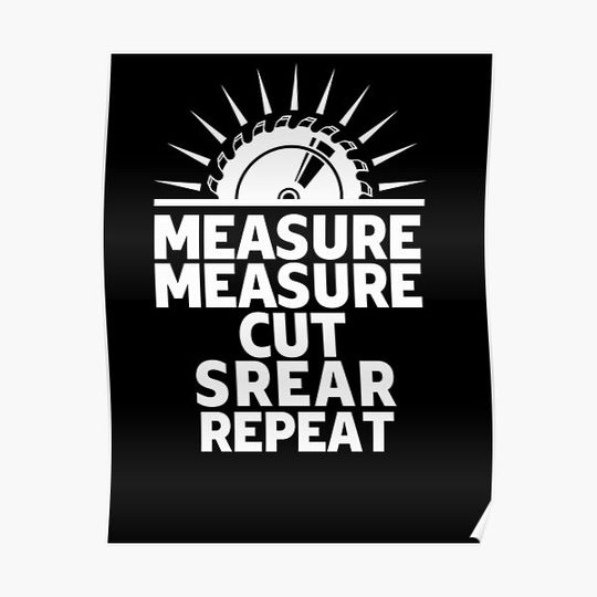 Discover Funny Dad Shirt Measure Cut Swear Handyman Father Day Tshirt Premium Matte Vertical Poster