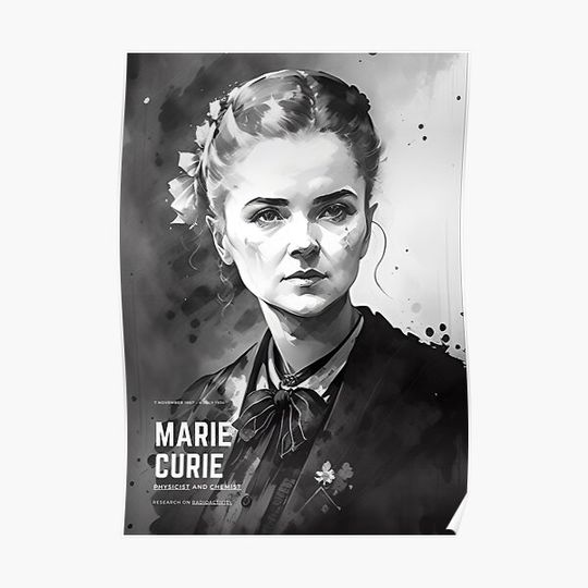 Discover Marie Curie by CallisC Arts Premium Matte Vertical Poster