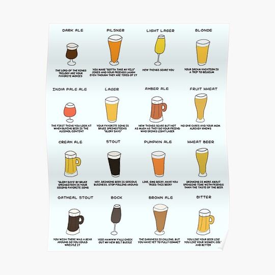 Discover Fun Beer Style Personality Chart Graphic Premium Matte Vertical Poster