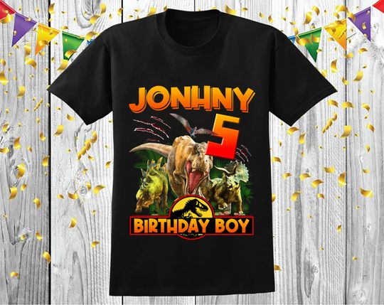 Discover Personalized Dinosaur Birthday Shirt, Jurassic Park Matching Birthday Boy Shirt