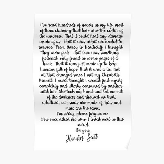 Discover HARDIN'S LETTER TO TESSA Premium Matte Vertical Poster