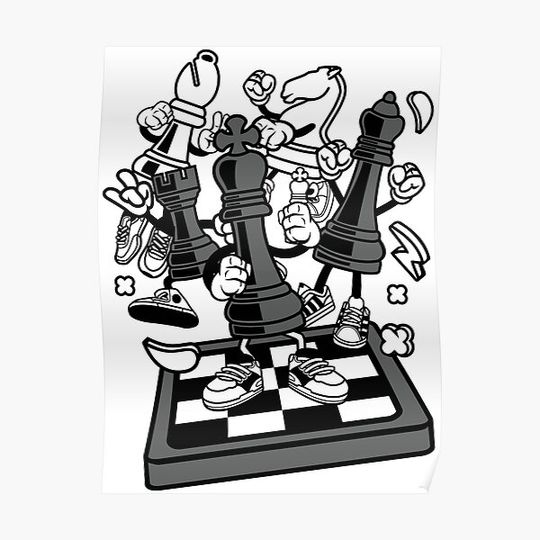 Discover Chess Board With Chess Pieces Premium Matte Vertical Poster