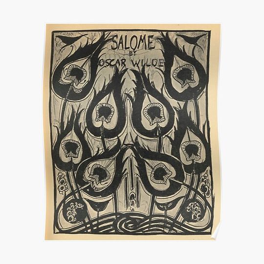 Discover 1907 AUBREY BEARDSLEY Black and White Drawing Salome Oscar Wilde - Cover peacock feathers Premium Matte Vertical Poster