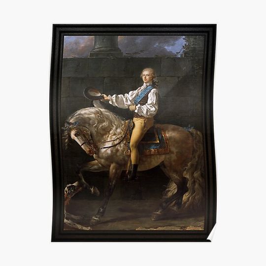 Discover Equestrian Portrait of Stanisław Kostka Potocki by Jacques Louis David Premium Matte Vertical Poster