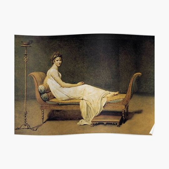 Discover Portrait of Madame Récamier - Jacques-Louis David - Vintage Art Premium Matte Vertical Poster