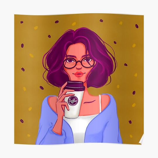 Discover Fun with Face - drink, wavy hair and glasses Premium Matte Vertical Poster