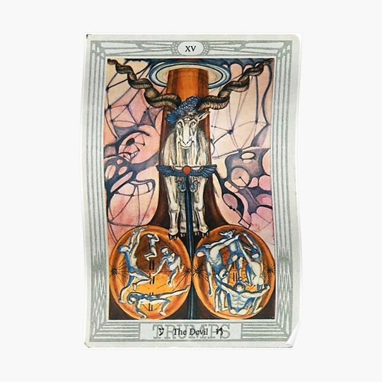 Discover Thoth Tarot  / The Devil by Aleister Crowley / Satan / Lucifer / Baphomet Premium Matte Vertical Poster