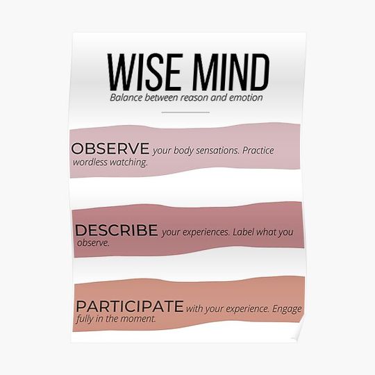 Discover Wise Mind DBT Skill in Dialectical Behavior Therapy - Counselors and Mental Health Premium Matte Vertical Poster
