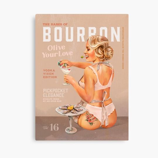Discover The Babes Of Bourbon Vol. 16: Vodka Vixen Edition. Sexy Vintage Pinup Art Illustration Canvas