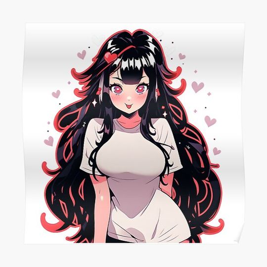 Discover Cute Lovable Anime Girl With Tongue Sticking Out Premium Matte Vertical Poster