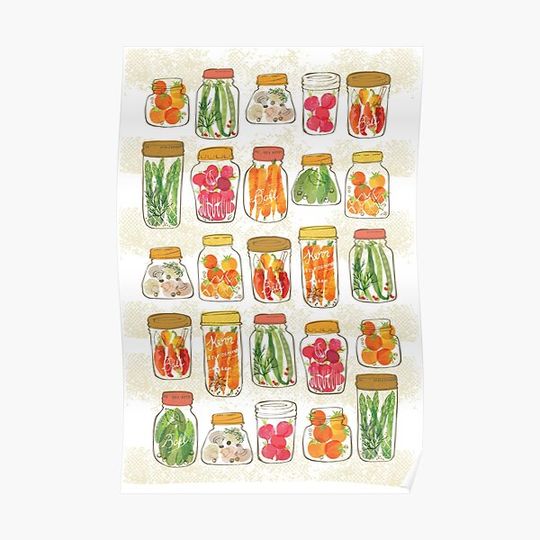 Discover Lovely pickles in vintage jars Premium Matte Vertical Poster