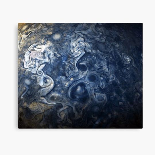 Discover Swirling Blue Clouds of Planet Jupiter from Juno Cam Canvas