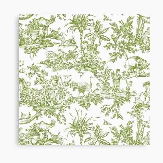 Discover Toile de jouy Green Canvas