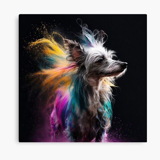 Discover Chinese Crested Dog Synesthetic Splash Painting Artwork Canvas