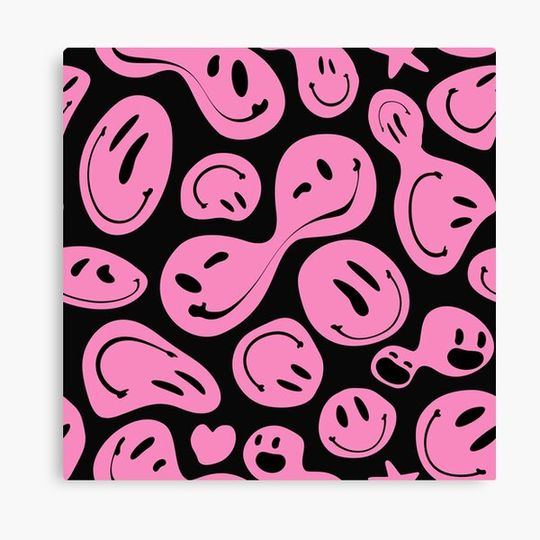 Discover Preppy Aesthetic Smiley Hot Pink Canvas