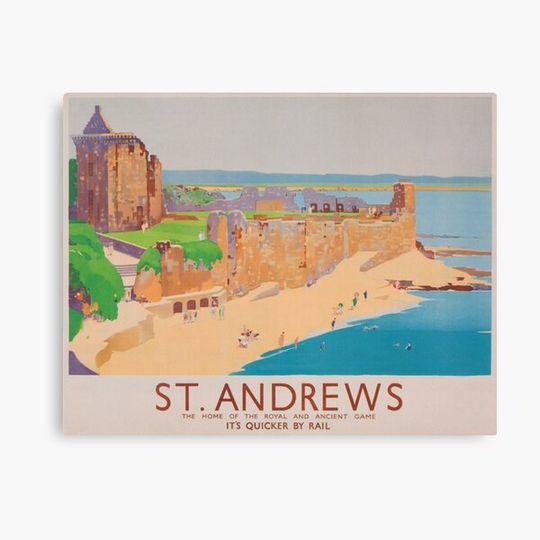 Discover St. Andrews Scotland Vintage Travel Poster Canvas