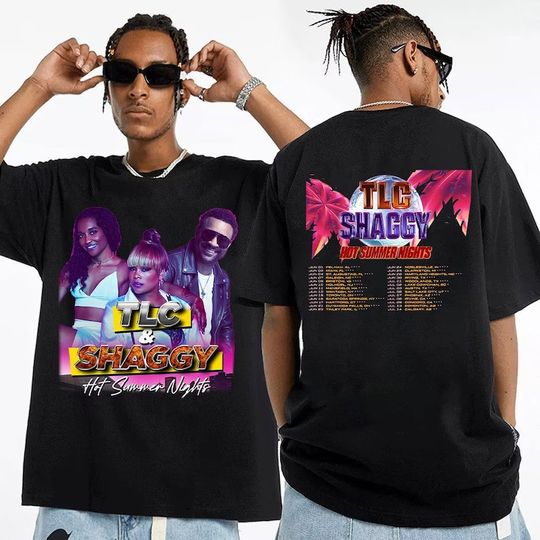 Discover TLC and Shaggy Hot Summer Night Tour 2023 Shirt, TLC and Shaggy Fan Shirt