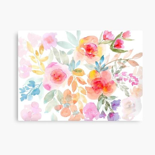Discover pastel watercolor flowers Canvas