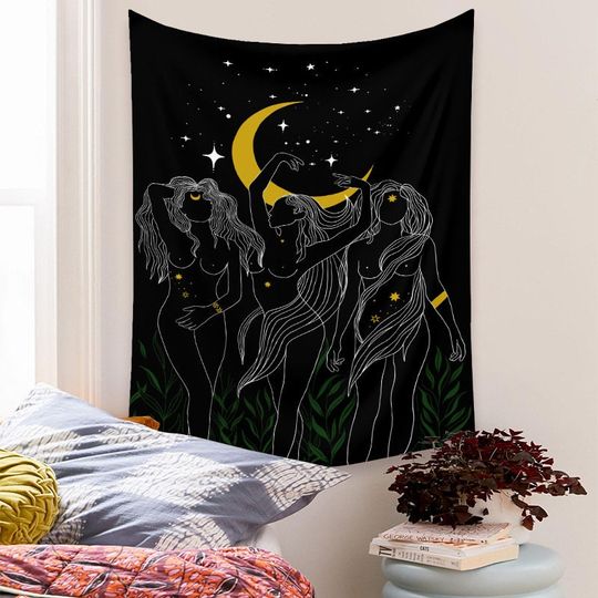 Discover Moon Girl Tapestry Aesthetic, Tapestry Wall Hanging Vintage
