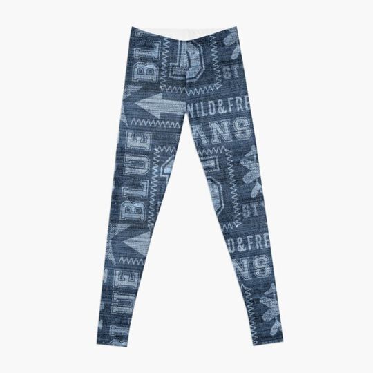 Discover Blue Jeans Denim Design With Typo Leggings