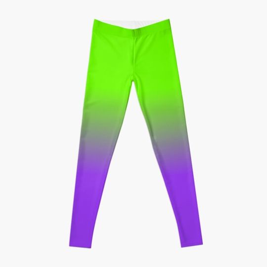 Discover Neon Purple and Neon Green Ombré  Shade Color Fade Leggings