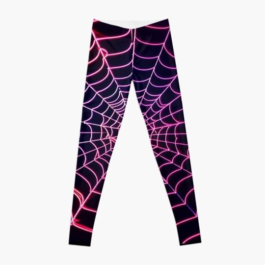 Discover Neon Pink Spider Web Leggings