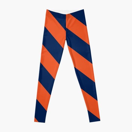 Discover Diagonal Stripes: Orange & Navy Blue Leggings