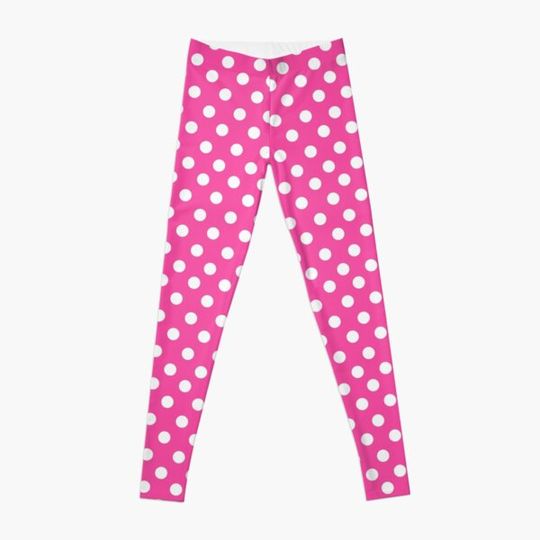 Discover Pink with White Polka Dots Leggings