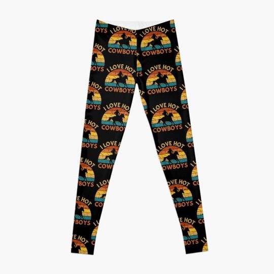 Discover I Love Hot Cowboys Leggings