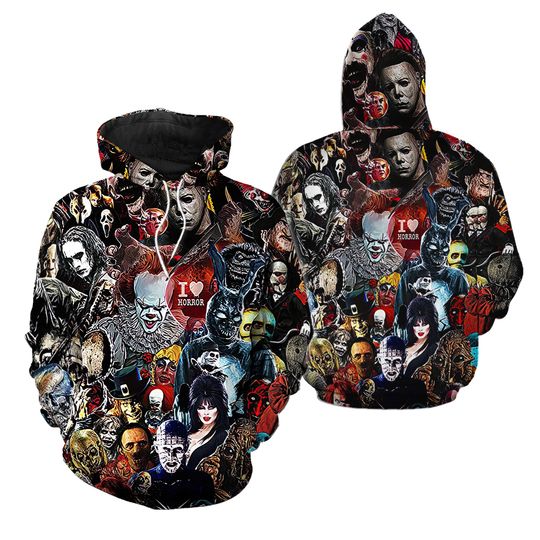 Discover Men's Horror Hoodies 3D Print Pullover Hooded