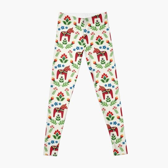 Discover Swedish Dala Horses Red Leggings
